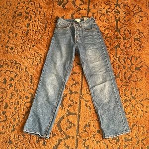 High waisted button up medium wash jeans